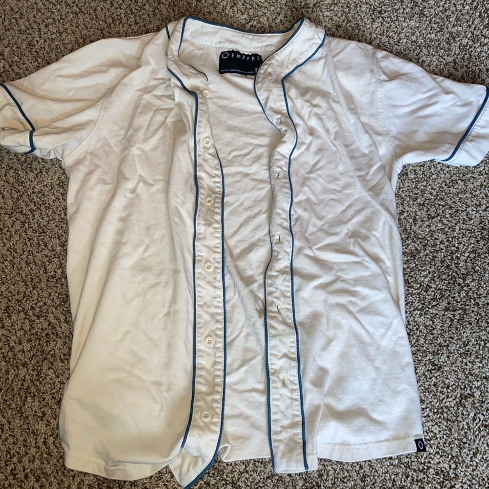 Empyre cream and green button up